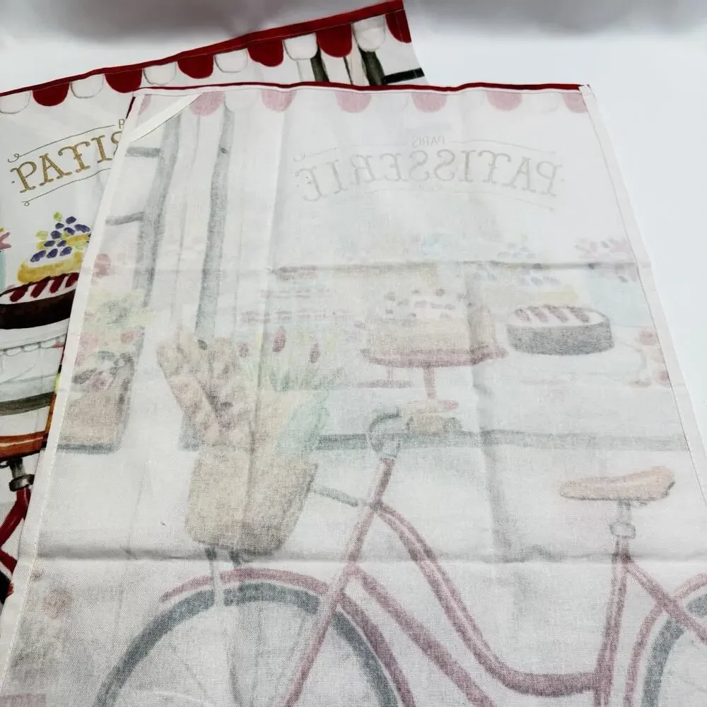 Sur La Table Patisserie Bicycle Dish Towels Set of 2 Cotton 18x28 Kitchen France